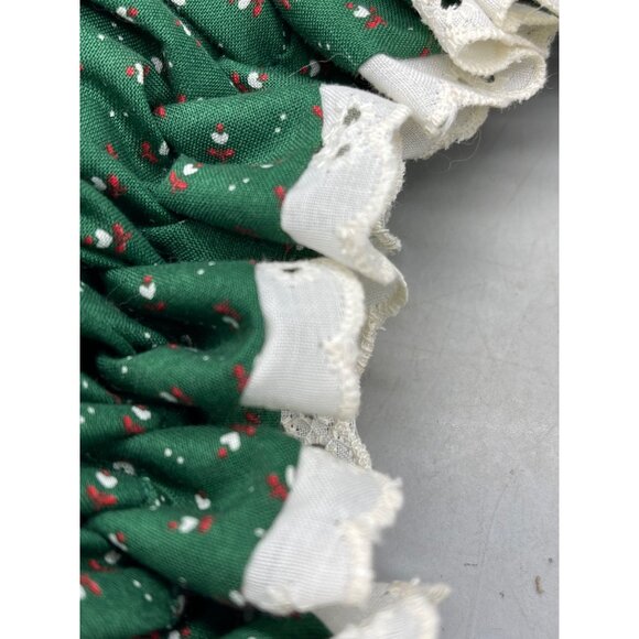 vintage handmade Christmas wreath bunched green white lace 18" hook back READ - Picture 8 of 9